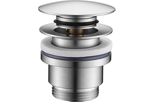 MICE COLLECTION IMEX - Valvula de Click Clack Apta para lavabos y bides, Desagüe Lavabo Fácil instalación Tapones de Desagüe Lavabo, Universal con o sin Rebosadero, Pop-Up Acero Cepillado - VCC012