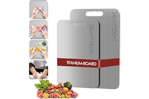 NATNAV Titan Schneidebrett Set – 2-teilig, Doppelseitiges S316Ti Edelstahl, lebensmittelecht & antibakteriell, ideal für Fleisch, Brot, Gemüse & Obst – langlebig & messerschonend