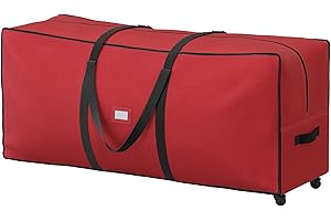 ‎SONGMICS SONGMICS Torba na choinkę z kółkami 4 cm, skrzynia na choinkę do 229 cm, na zdejmowane drzewko, regulowane uchwyty, tkanina Oxford 600D, wiśniowa czerwień RXS004R03