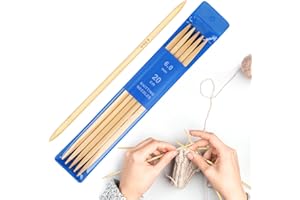 ‎COOPAY Coopay Pack of 5 Bamboo Needles 6.0 mm Knitting Needles Set, 20 cm Length Knitting Needles for Socks, Scarves, Hats, Pets, Sweaters, Socks Knitting for Beginners, Sock Needles 6.0 mm