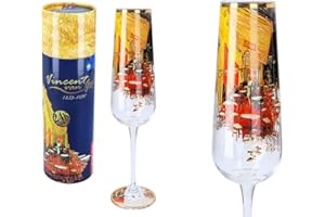 Carmani - Copas de champán decoradas con 'Café Terrace at Night' de Vincent van Gogh 220 ml