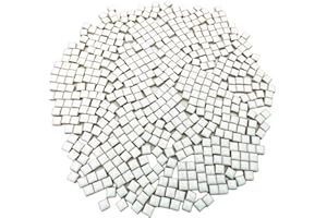 BTMIEY 500 g quadratische Keramik-Mosaikfliesen, 500 Stück, 1 x 1 cm, handgefertigt, kreative Mikro-Mosaikstücke für Liebhaber, DIY-Mosaikprojekte und Heimdekorationen (weiß)