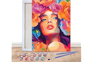 Bimkole Encadré Peinture par Numéros pour Adulte Femme, Encadré Paint by Numbers Kit Fleur, DIY Débutants Dessin Peinture Pinceaux Relaxation Décor Murale Art 20x30 cm