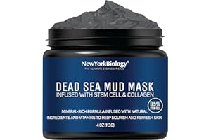 NEW YORK BIOLOGY THE ULTIMATE COSMECEUTICALS New York Biology Dead Sea Mud Mask for Face, Body | with Stem Cell and Collagen | Spa Quality Pore Refiner for Oily Skin | Natural Skincare for Women, Men | Tighten Skin | 113 g