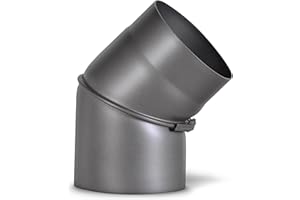 Firefix RD150/B45 Stove Pipe Bend 2 mm Thick Steel (Smoke Tube) 150 mm Diameter for Stoves and Fis Senotherm Dark Grey Adjustable 0-45 Degrees No Cleaning Door Black