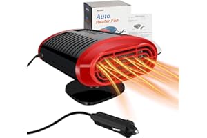Chuankefanxing Auto Heizung 12V, 150W Tragbare Autoheizung Heizlüfter mit Zigarettenanzünder-Stecker, 2 in 1 Heizung Kühlung Auto Fenster Defroster Demister, Auto Heizlüfter 180° Drehbarer für Auto