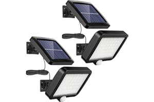 MPJ Lot de 2 lampes solaires d'extérieur 56 LED avec détecteur de mouvement, étanchéité IP65, angle d'éclairage 120°, applique murale solaire pour jardin avec câble de 5 m