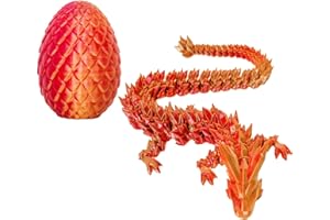 KUGGTY 3D Printed Dragon in Egg,8.5CM Mini Dragon Egg,Flexible Joints Home Decor Executive Desk Toys,Home Office Decor Executive Desk Toys for Autism/ADHD (Red)