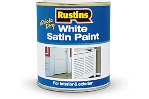 Rustins Quick Dry White Satin Paint – Water-Based, Low Odour Paint for Wood & Metal Surfaces – Quick Drying, Hard-Wearing Satin Finish – 250ml, 500ml & 1L