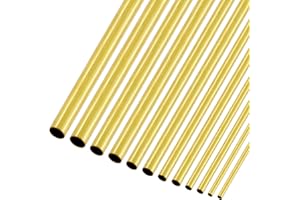 Mardatt 12-teiliges rundes Messingrohr-Set in 6 Größen, 1 mm, 1.5 mm, 2 mm, 2.5 mm, 3 mm, 3.5 mm Außendurchmesser x 0.2 mm Wandstärke, 300 mm Länge, präzise, gerades Rohrrohr für Hobby-Modelle