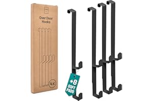 D&D Living® Ganchos para Puertas hasta 16 mm | 4x Ganchos Dobles para Perchero de Puerta | Gancho para Ropa para Puerta y Armario (Negro)
