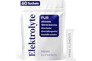 PRIME ELEMENTS Elektrolyte Pur ohne Zucker | 60 Sachets mit je 1750 MG | Elektrolyte Pulver für Sportler bei Flüssigkeitsverlust | Natürlich salzig mit wenig Zitronensäure