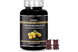 Fraction One Ginkgo Biloba Gummies – 120 Gummies – 6000 mg per Serving, 24mg Siberian Ginseng - Ginkgo 50:1 Extract - Siberian Ginseng 25:1 Extract – Vegan – Support Immune System – 60 Days Supply
