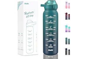 SLUXKE Gourde en acier inoxydable 500 ml avec poignées, 0,5 l - En acier inoxydable 18/10 - Avec couvercle anti-fuite - Bouteille isotherme pour chauds, boissons gazeuses - Bleu