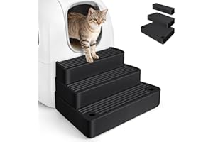 Bartuke Large 3-Step Litter Box Ramp, Adjustable Cat Steps with Filter Function, Pet Stairs for Kittens & Older Cats, Automatic Cat Litter Box (Black)