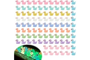 JUGNAW 100pcs Luminous Mini Ducks - 10 Color Tiny Resin Ducks for Aquarium, Garden, Dollhouse, and Potted Decorations - Cute DIY Accessories for Christmas, Birthday Parties, and More