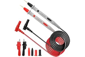 MDLSDE Multimeter Leads Kit, CAT III 1000V CAT IV 600V 20A Silicone Test Leads with Alligator Clips Test Probe Replaceable Compatible with Digital Multimeters Clamp Meters Electric Tester