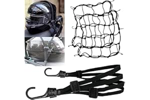 JULYEE 2 STK Motorrad Gepäcknetz Fahrrad Netz und 1 STK Gepäckspanner mit Haken, Fahrrad Spanngurt, Sicherungsnetz Elastisches Helmnetz mit Haken Spannnetz