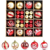 24 Palline Di Natale Infrangibili 4 Cm In PVC, Oro Rosa E Rosse, Set Decorazioni Albero - 4