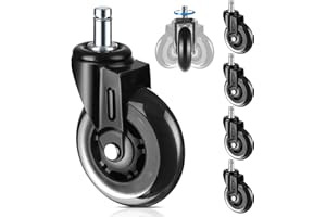 DICLLY Rotelle Sedia Ufficio,11x22 mm,Set di 5 Rotelle Sedia Ufficio Parquet,Silenziose,Resistenti,Antigraffio,Perfette per laminati,tappeti,piastrelle e pavimenti in legno duro