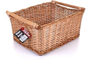 MARKO Large Wicker Storage Basket Household Log Fireside Gift Hamper Traditional Natural NEW