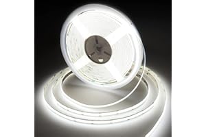 BERIXDEEP Strascia COB 15 Metri, Striscia LED Bianco Freddo con 384LEDs/m, Larghezza 10mm, CRI 90+, Striscia LED Dimmerabile DC24V per Camera da Letto, Cucina (senza alimentazione), 6000K