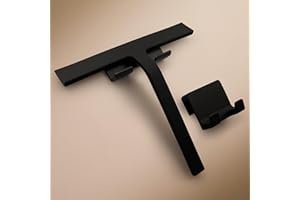 DESIGNFABRIK HAMBURG Designfabrik Amburgo Tergivetro doccia | Tira acqua in silicone nero o bianco | Supporto senza forare | Design moderno per il bagno | 23 cm | Nero