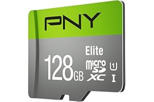 PNY Elite 128GB microSDXC-Speicherkarte + SD-Adapter, 100MB/s Lesegeschwindigkeit, Klasse 10 UHS-I, U1, A1 App Performance, V10 für Full-HD-Video