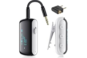 YOCOWOCO Airplane Bluetooth 5.2 Transmitter Receiver for 2 AirPods or Headphones, Wireless Audio Adapter for Planes, TV, Gym, Flights, Tablets, Car, Home Stereo with 3.5mm Aux Jack and Low Latency