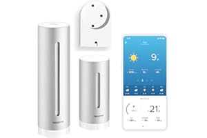 Netatmo Estación Meteorológica Inalámbrica Interior Exterior Con Wifi, con Soporte de pared, termómetro, higrómetro, sonómetro, calidad del aire, Compatible con Amazon Alexa, Apple y Google, NWS-AMZ