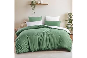 Aisbo Pościel 200 x 220 cm, 3-częściowa, zielono-biała, 1 poszwa na kołdrę + 2 poszewki na poduszkę 80 x 80 cm, Öko-Tex