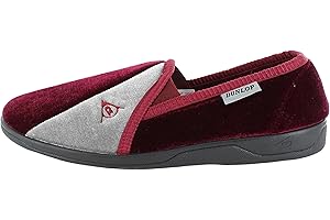 DUNLOP Mens Full Slippers Classic Velour Twin Gusset Comfort Sturdy Rubber Outsole Sole Washable House Shoes