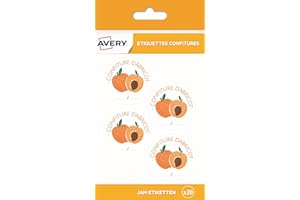 AVERY - Sachet de 20 étiquettes confitures d'abricot - Ø47,5 mm