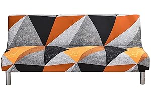 ShowyLive Housse Clic Clac 190x140CM Couverture de Canapé Extensible sans Bras 2-3 Places - Protection de Meubles pour canapé Pliable -Orange Noir