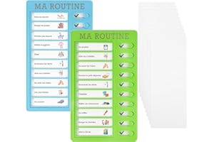 BOOMTOP 2pcs Tableaux Routine Enfant Liste Planning de Tâches à Faire to do List Tableau Mémo Checklist Réutilisable et 12 Cartes Liste de Contrôle personnaliser DIY pour Tâches Ménagères Rappel Plan d'Études