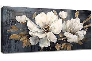 FAJERMINART Wooden Frame Large Canvas Print White Flower Cherry Tree Picture on Canvas Paintings Modern Wall Mural Picture Wall Decoration Living Room Bedroom (PC83689B, 20"x 48"x1 Pc)