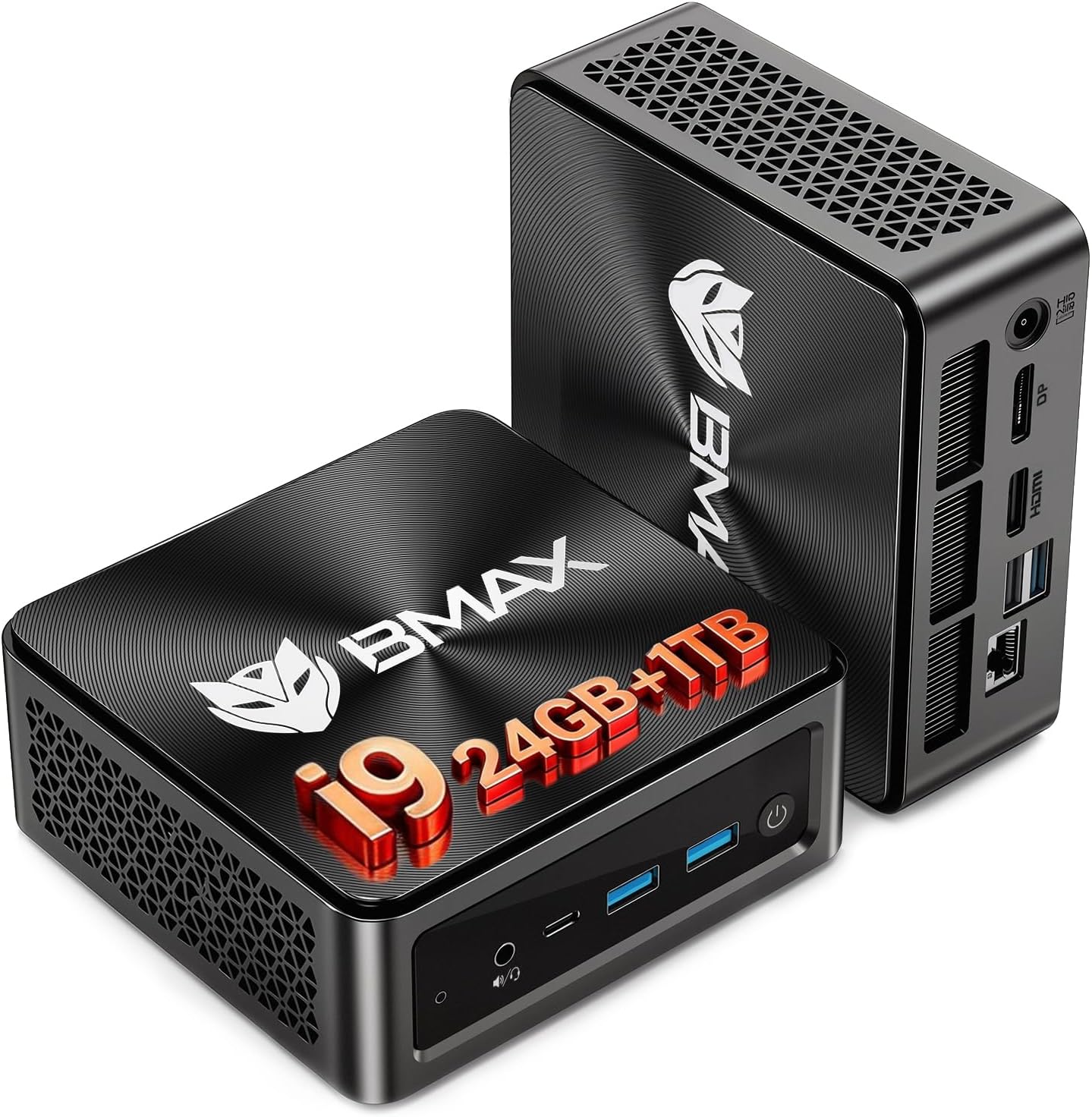 BMAX Mini PC B9Power Intel Core i9 12900H (14C/20T, 5,0 GHz), 24 GB RAM DDR5 + 1 TB SSD NVMe, Mini Ordenador de sobremesa, Triple visualización 4K@60Hz, WiFi 6, Bluetooth 5.2, Type-C, USB*4, DP 1.4a