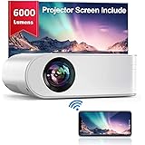 Proyector WiFi, YABER Mini Proyector Portátil 6000 Lúmenes 1080P Full HD[Pantalla de Proyector Incluida], Cine en Casa 200" D