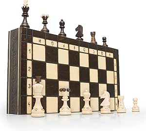 ChessEbook Scacchi in Legno Pearl 34 cm - Scacchiera & Pezzi degli Scacchi in Legno