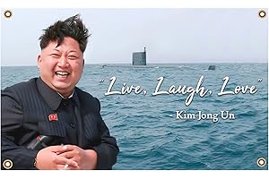 Stormflag Kim Jong Un Live, Laugh, Love Flag 90x150cm Hawk Tuah Flag Personalised Funny Flags 3x5ft Banner College Dorm Flag Polyester 90g with Four Brass Grommets and Double Stitched