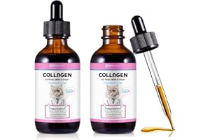 VALAVIE Collagen for Cats Cat Joint Supplements Liquid Collagen for Cats Helps Aid Hip & Joint Care for Cats - Improves Mobility Skin and Coat Health, Cat Digestive Aid Salmon Flavor 120ml