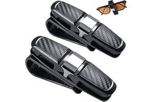 acdokuk 2 PCS Car Glasses Holder with Card Clip, Vehicle Glasses Clips, Sunglasses Holder, 360 Degree Rotational Ticket Card Clip Holder Double Ends Clip, for All Vehicle Models Sun Visor