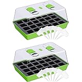WELLGRO Anzuchtschale - Zimmergewächshaus mit belüftbarer Abdeckhaube und Pflanzschildern - 1, 2 oder 4 Stück - 38 x 24 x 19 