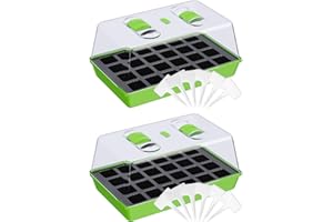 WELLGRO Anzuchtschale - Zimmergewächshaus mit belüftbarer Abdeckhaube und Pflanzschildern - 1, 2 oder 4 Stück - 38 x 24 x 19 cm, Stückzahl:2 Stück