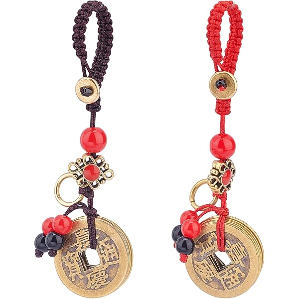 Portachiavi Feng Shui Zodiacale Cinese - Drago In Ottone Con Monete, Portafortuna Per Ricchezza E Longevità, 8x3x2 Cm - 3