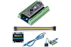 DUBEUYEW Nano Board CH340, 5V 16MHz Nano-Modul, mit einem Breakout-Board + einem 0,96 Zoll 128 x 64 Pixel OLED-LCD-Display + einem Micro-USB-Kabel