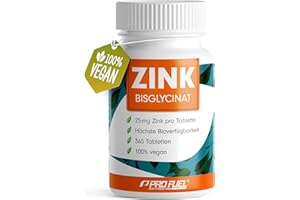 ‎PROFUEL Zink 25mg - 365 Tabletten (vegan) mit Zinkbisglycinat (Zink-Chelat) für höchste Bioverfügbarkeit - laborgeprüft mit Zertifikat - optimal hochdosiert - 1 Jahresvorrat - ProFuel
