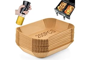 DOITSU 200 sztuk papieru do pieczenia, akcesoria do Air Fryer Ninja arkusze papieru peryzowanego do frytkownicy Ninja Foodi podwójne akcesoria 22 x 14 cm forma do frytkownicy ninja AF300EU AF400EU