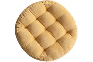 Cojín de Asiento para Sofá Silla Redondo, Morbuy Transpirable Suave Grueso Acolchados Pana Tatami Futón Almohadas Cojín de Piso Decoración Hogar para Comedor,Jardín,Oficina (40cm/15.7in,Amarillo)