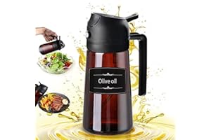 Lifhety Oil Spray Bottle Light-Blocking Dark, 2 in1 OliveOil Dispenser 15.9oz /470ml, Cooking Air Fryer Mister, Oil Sprayer Glass for Kitchen, BBQ, Food